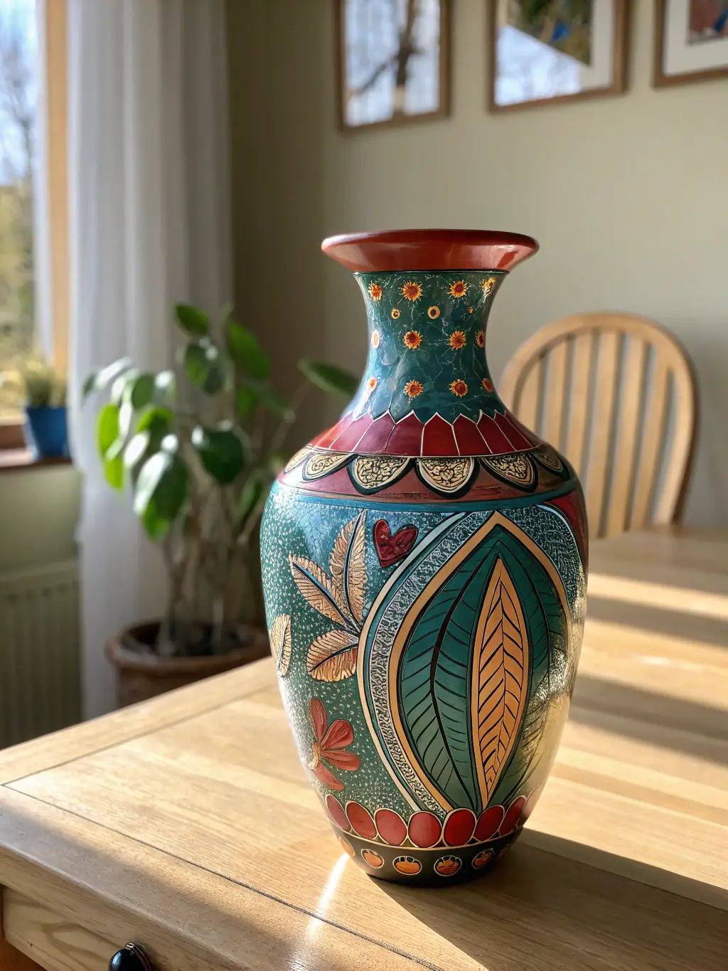 A beautifully arranged Heirloom Ceramic Vase with delicate white lilies, placed on a light wooden table against a soft, neutral background, showcasing its organic shape and textured surface.